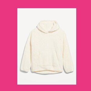 Old Navy Oversized Sherpa Pullover Hoodie, Ivory Howlite, XL